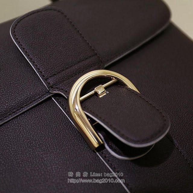 DELVAUX女包 TOGO皮 巧克力色MM號 德爾沃女手提包 手拎包 DV0028橡木灰 Delvaux單肩斜挎包  fcs1410